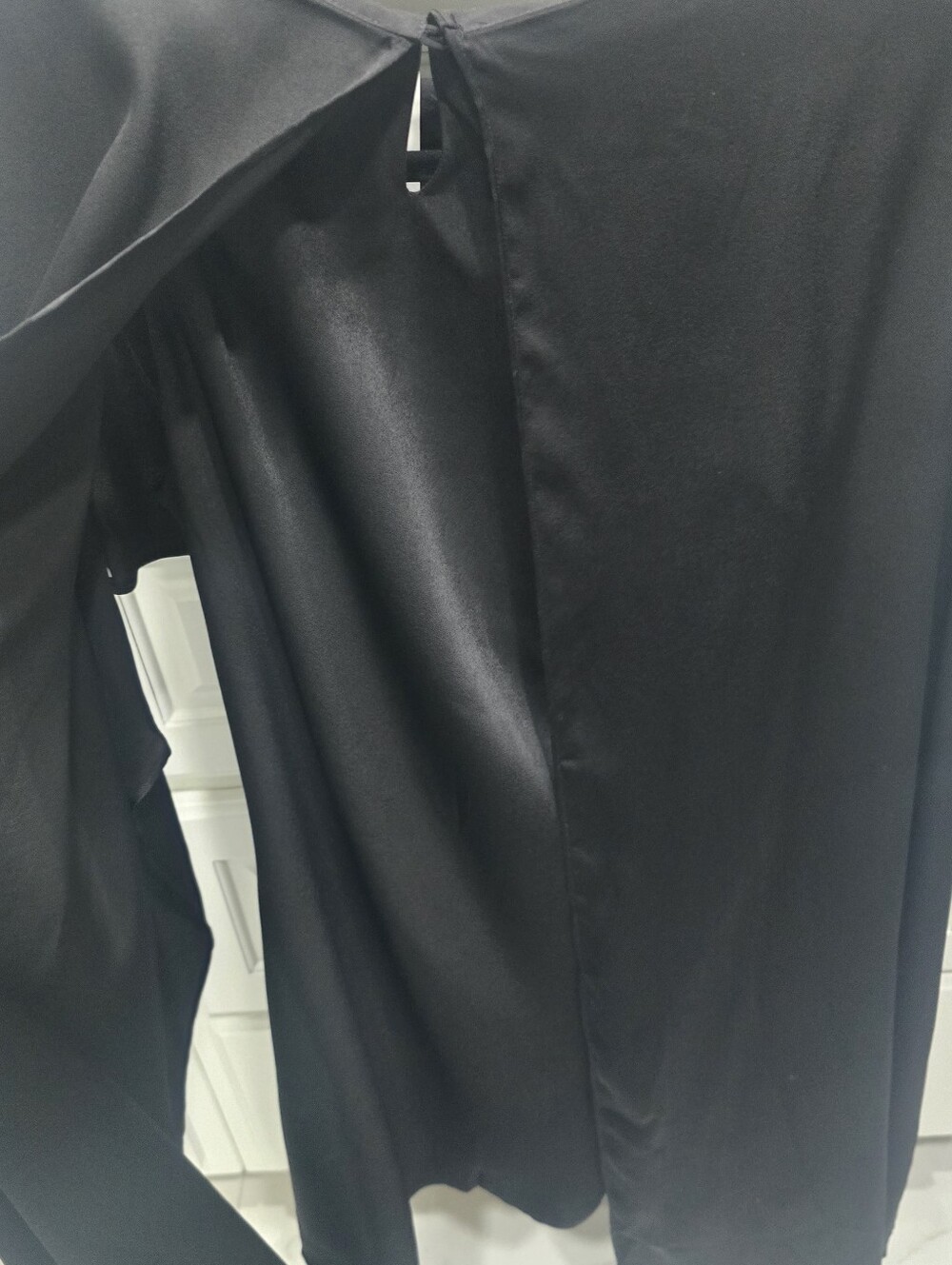 NWT WAYF x Sara Walker Black Satin Capelet Mini Dress Cocktail LBD M - Picture 5 of 10